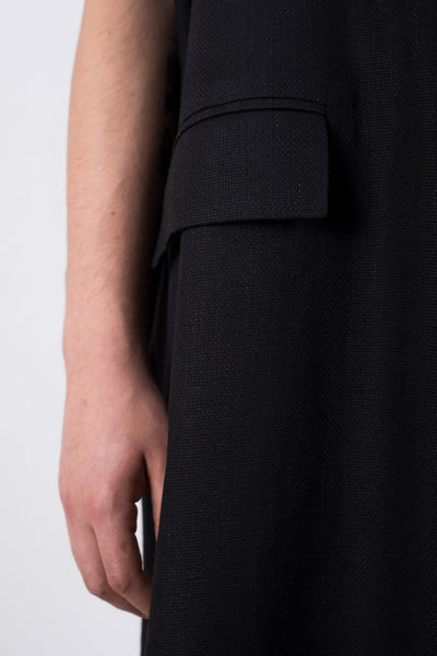 Shop Emerging Slow Fashion Genderless Brand Ludus Agender Brand Requiem Collection Black Double Collar Flax Vest at Erebus