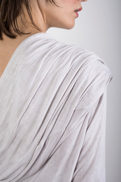 Shop Emerging Slow Fashion Genderless Brand Ludus Agender Brand Requiem Collection Naturally Dyed Jersey Drape Off Shoulder Top at Erebus