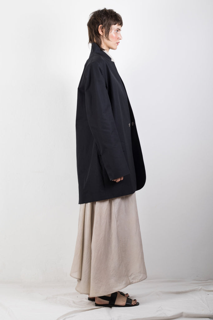 Slow Fashion Agender Brand Ludus Double Collar Twill Jacket at Erebus