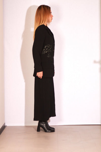 Shop Emerging Dark Luxury Avant-garde Designer Pavlina Jauss SS21 Space Collection Black Sharon Embroidered Jacket at Erebus