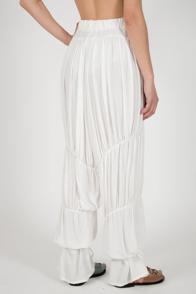 Shop emerging slow fashion conceptual genderless brand CLON8 white Wave Pants at Erebus