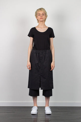 Shop Emerging Unisex Street Brand Monochrome SS21 Black Organic Cotton Cropped Skirt Trousers at Erebus