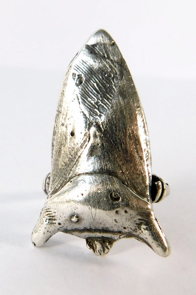 Shop Emerging Slow Fashion Conscious Designer Stacy Hopkins Jewelry Silver Stink Bug Ring at Erebus