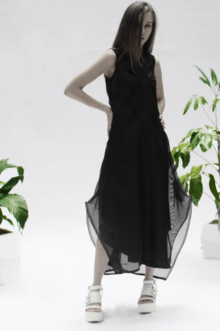 Shop Emerging Conceptual Womenswear Designer Luba GnaSevych Black Double Layer Dress at Erebus