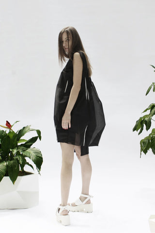 Shop Emerging Conceptual Designer Luba GnaSevych Black Angle Mini Bubble Dress at Erebus