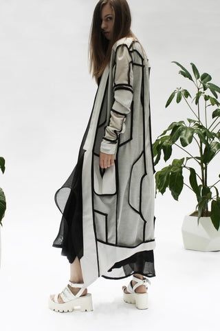 Shop Emerging Conceptual Womenswear Designer Luba GnaSevych Lightweight Reversible Maxi Coat at Erebus