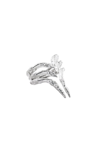 Shop Slow Fashion Artisanal Dark Jewellery Designer Maya Noach Sterling Silver Layer Horns Ring at Erebus