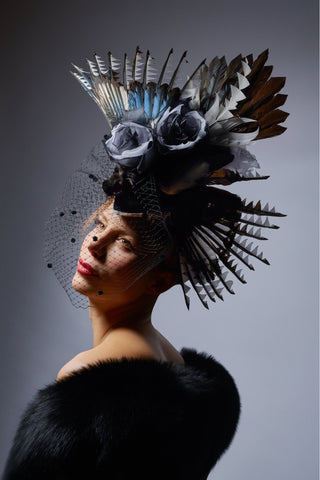 Shop emerging slow fashion milliner Valeria Agostini Gazza headpiece - Erebus