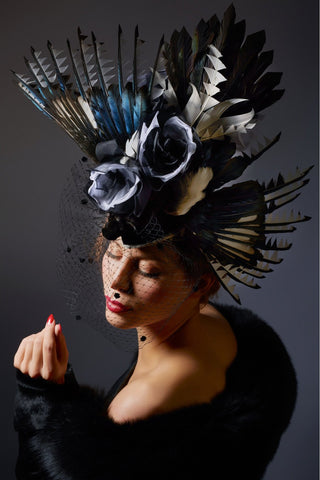 Shop emerging slow fashion milliner Valeria Agostini Gazza headpiece - Erebus