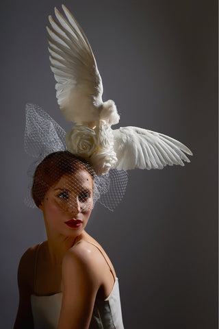 Shop emerging slow fashion milliner Valeria Agostini Blanca headpiece - Erebus