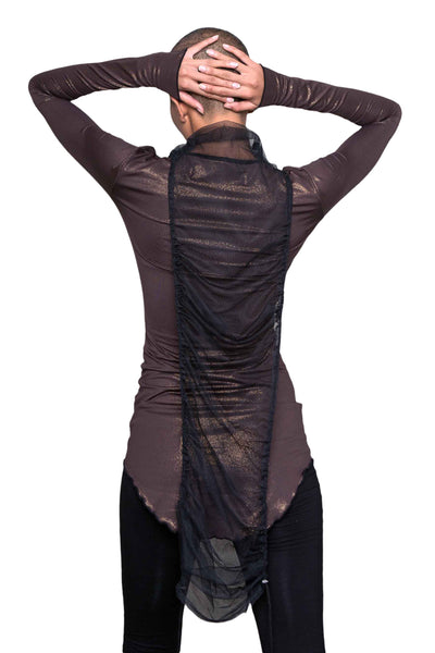 Shop Emerging Slow Fashion Genderless Alternative Avant-garde Designer Mark Baigent Wōlfin Collection Copper Xe Long Sleeve Top at Erebus