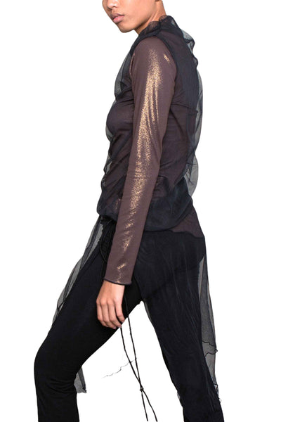 Shop Emerging Slow Fashion Genderless Alternative Avant-garde Designer Mark Baigent Wōlfin Collection Xem Long Sleeve Top at Erebus