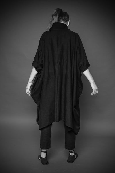 Shop Conscious Agender Dark Fashion Brand MAKS Design SS21 Black Cotton Long Cube Shirt at Erebus