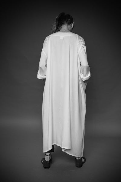 Shop Conscious Agender Dark Fashion Brand MAKS Design SS21 White Cotton Long Shirt Dress at Erebus