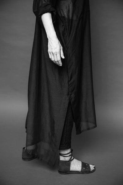 Shop Conscious Agender Dark Fashion Brand MAKS Design SS21 Black Cotton Sheer Shirt Dress at Erebus