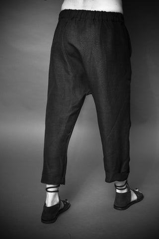 Shop Conscious Agender Dark Fashion Brand MAKS Design SS21 Black Tab Front Trousers at Erebus