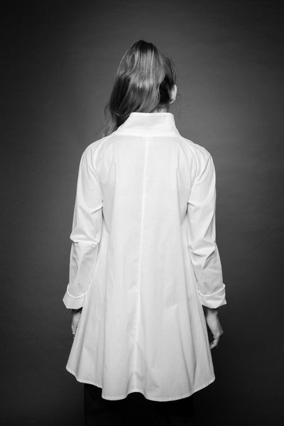 Shop Conscious Dark Fashion Brand MAKS Design SS20 White Asymmetric Front Shirt at Erebus