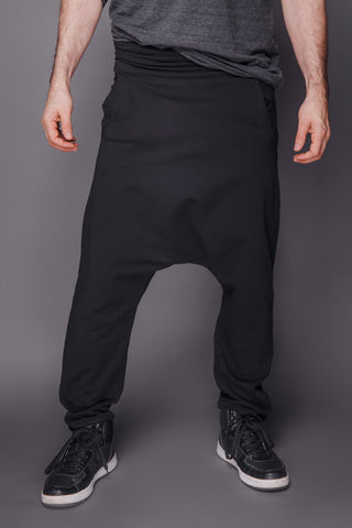 Shop Emerging Conscious Dark Fashion Brand MAKS Men's Black Baggy Pants at Erebus