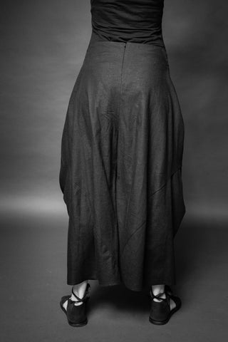 Shop Conscious Dark Fashion Brand MAKS Design SS20 Black Linen Auspuh Trousers at Erebus