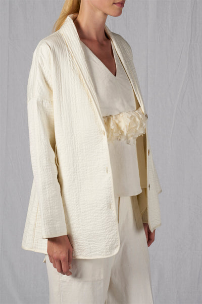 Shop Emerging Slow Fashion Conscious Conceptual Brand Cora Bellotto Ivory Awakened Blazer Jacket at Erebus