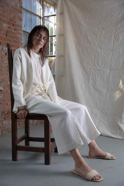 Shop Emerging Slow Fashion Conscious Conceptual Brand Cora Bellotto Ivory Awakened Blazer Jacket at Erebus