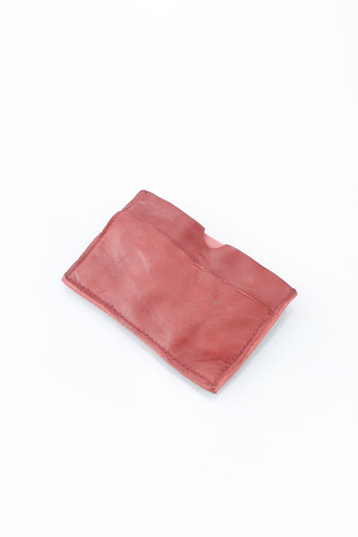Shop Emerging Slow Fashion Avant-garde Artisan Leather Brand Gegenüber Red Leather Card Holder at Erebus