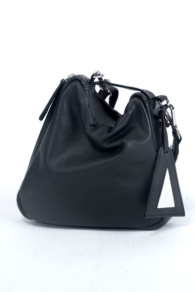 Shop emerging slow fashion accessory designer Anoir by Amal Kiran Jana black leather Transform Pochette - Erebus