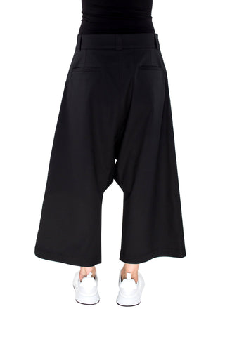 Shop Emerging Brand Monochrome Unisex Black Drop Gusset Trousers at Erebus