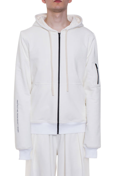 Shop Emerging Brand Monochrome Off-White Protect Hoodie at Erebus