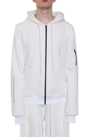Shop Emerging Brand Monochrome Off-White Protect Hoodie at Erebus