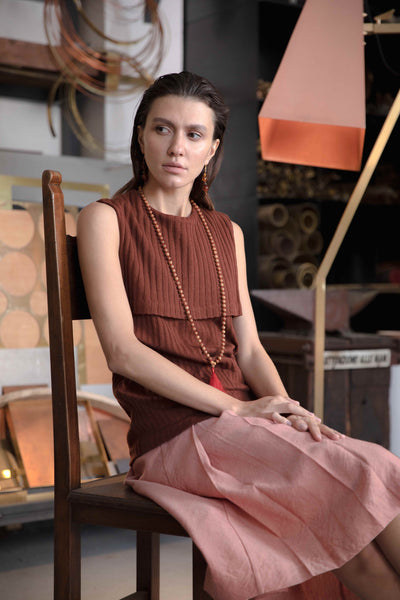 Shop Emerging Slow Fashion Conscious Conceptual Brand Cora Bellotto Dusty Pink Hemp Giada Skirt at Erebus
