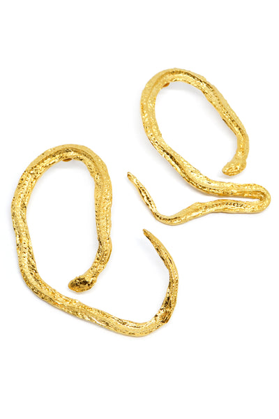 Shop alternative emerging slow fashion jewellery brand Eilisain Medea Long Snake Earrings in Gold Plated Sterling Silver at Erebus