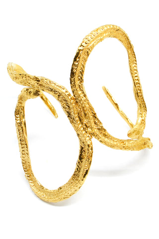 Shop alternative emerging slow fashion jewellery brand Eilisain Medea Double Snake Cuff in Gold Plated Sterling Silver at Erebus