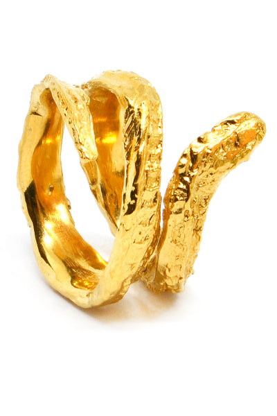 Shop alternative emerging slow fashion jewellery brand Eilisain Medea Double Snake Ring in Gold Plated Sterling Silver at Erebus