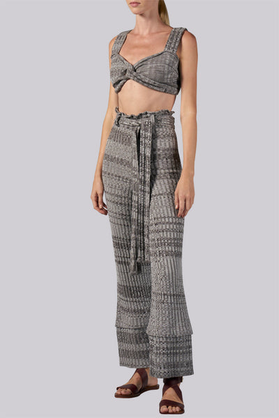 Shop Emerging Slow Fashion Conscious Conceptual Brand Cora Bellotto Grey Melange Rib Knit Jazz Pants at Erebus