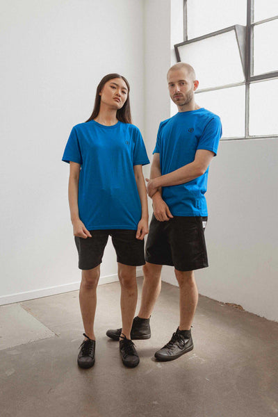 Shop Emerging Slow Fashion Avant-garde Unisex Streetwear Brand Kodama Apparel Ocean Blue Organic Cotton Zen Tee at Erebus