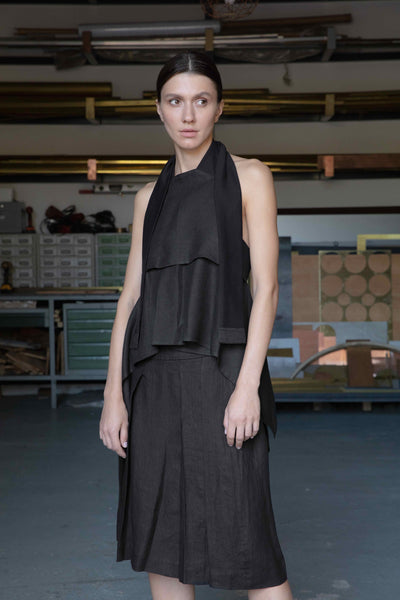 Shop Emerging Slow Fashion Conscious Conceptual Brand Cora Bellotto Zero Waste Black Hemp Lapis Halter Top at Erebus