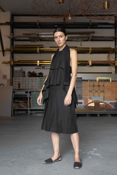 Shop Emerging Slow Fashion Conscious Conceptual Brand Cora Bellotto Zero Waste Black Hemp Lapis Halter Top at Erebus