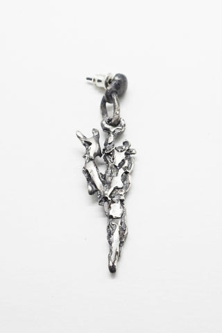 Shop Emerging Slow Fashion Avant-garde Jewellery Brand OSS Haus Broken Dreams Collection Oxidised Silver One of a Kind Mewotojite Earring #1 at Erebus