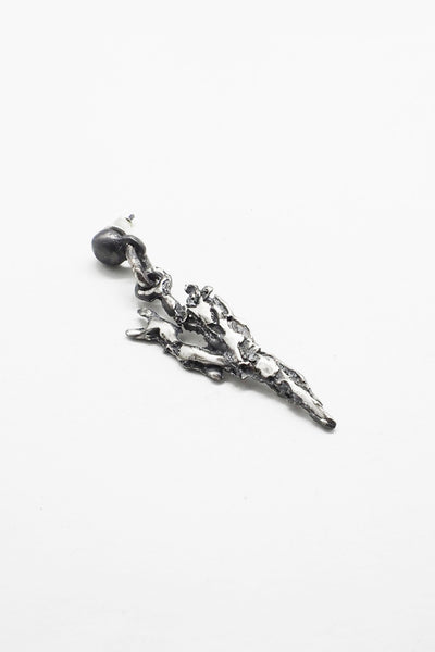 Shop Emerging Slow Fashion Avant-garde Jewellery Brand OSS Haus Broken Dreams Collection Oxidised Silver One of a Kind Mewotojite Earring #1 at Erebus