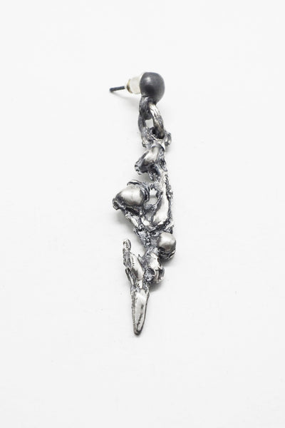 Shop Emerging Slow Fashion Avant-garde Jewellery Brand OSS Haus Broken Dreams Collection Oxidised Silver One of a Kind Mewotojite Earring #2 at Erebus