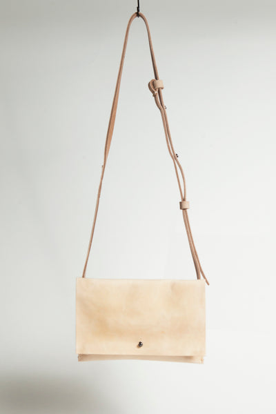 Shop Emerging Conscious Avant-garde Designer Brand MDK Miranda Kaloudis Sand Waxed Vachetta Leather Minimalistic Bag at Erebus