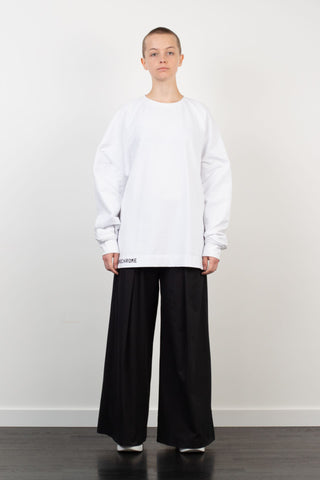 Shop Emerging Unisex Street Brand Monochrome SS21 White Long Sleeve T-Shirt at Erebus