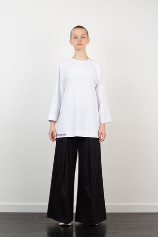 Shop Emerging Unisex Street Brand Monochrome SS21 White Raglan Sleeve T-Shirt at Erebus