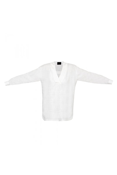 Shop Emerging Unisex Street Brand Monochrome White Organic Linen Kimono Shirt at Erebus
