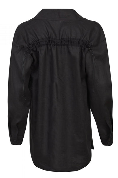 Shop Emerging Unisex Street Brand Monochrome Black Organic Linen Kimono Shirt at Erebus