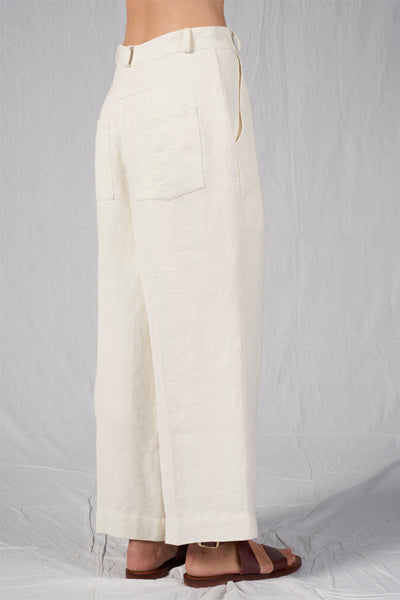 Shop Emerging Slow Fashion Conscious Conceptual Brand Cora Bellotto Ivory Wide Leg North Pants at Erebus