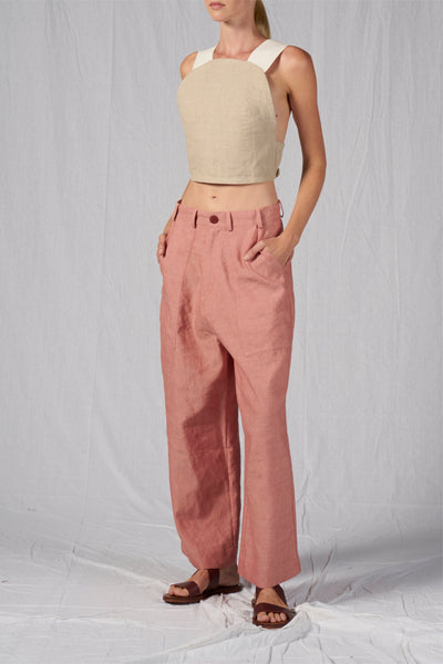 Shop Emerging Slow Fashion Conscious Conceptual Brand Cora Bellotto Dusty Pink Wide Leg North Pants at Erebus