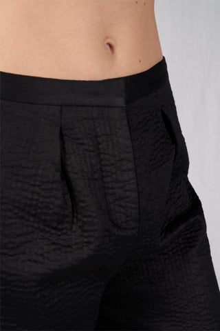 Shop Emerging Slow Fashion Conscious Conceptual Brand Cora Bellotto Black Quilted Cotton Prayer Shorts at Erebus