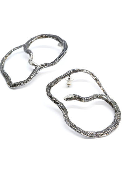 Shop alternative emerging slow fashion jewellery brand Eilisain Medea Garden Snake Earrings in Sterling Silver at Erebus